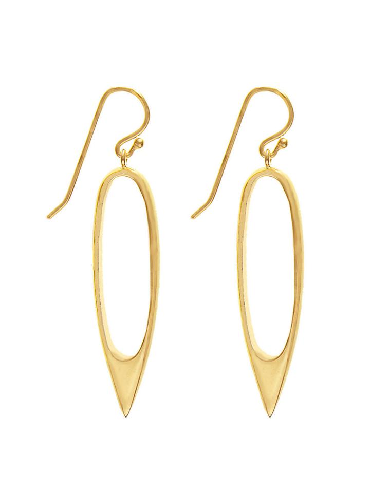 Jennifer Meyer Oval Drop Earrings - Yellow Gold