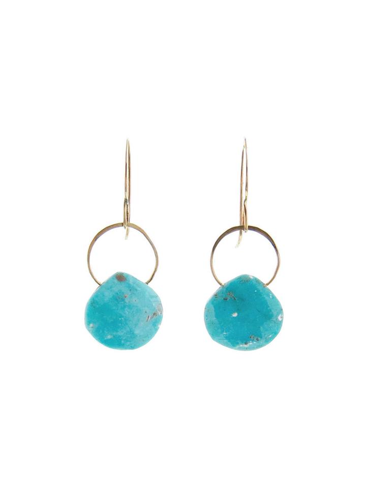 Melissa Joy Manning Turquoise Heart Briolette Earrings In Gold