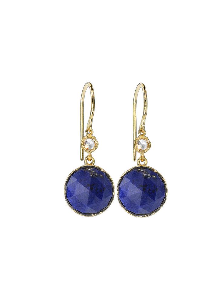 Irene Neuwirth Rose Cut Lapis Earrings With Diamonds - Yellow Gold