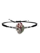 Pippo Perez Large Ice Diamond Skull Bracelet With Rose - White Gold