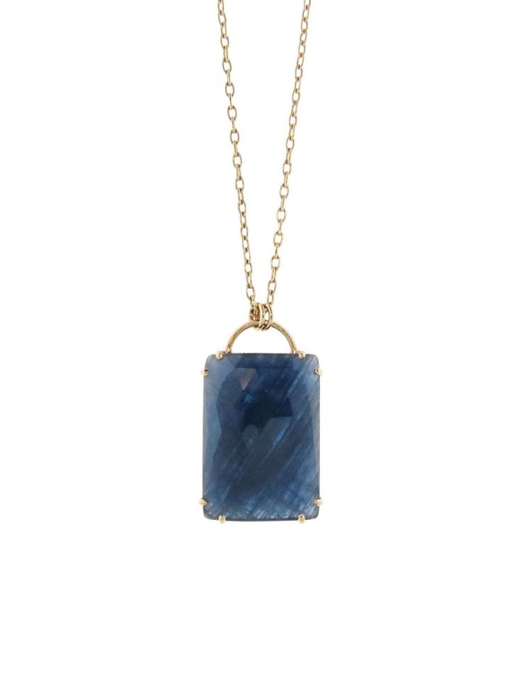 Jamie Joseph Large Rectangular Blue Sapphire Pendant Necklace