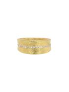 Todd Reed Graduated Wide Yellow Gold Ring With White Diamonds