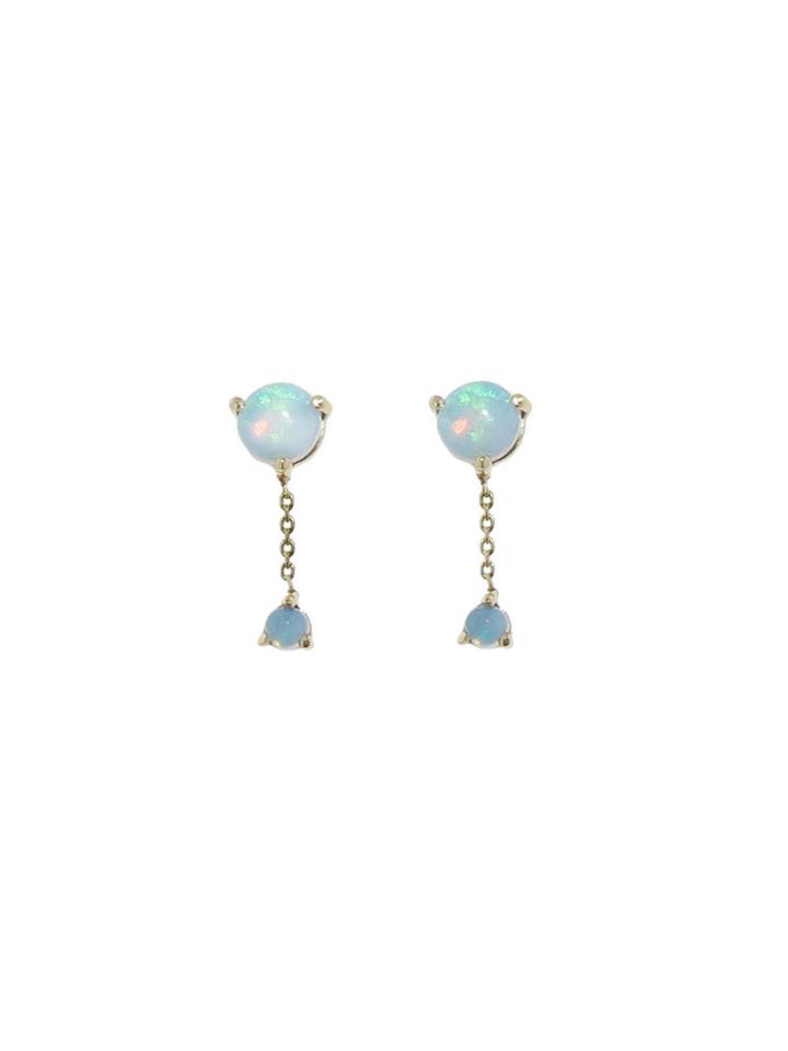 Wwake Large Two Step Chain Earrings - Opal