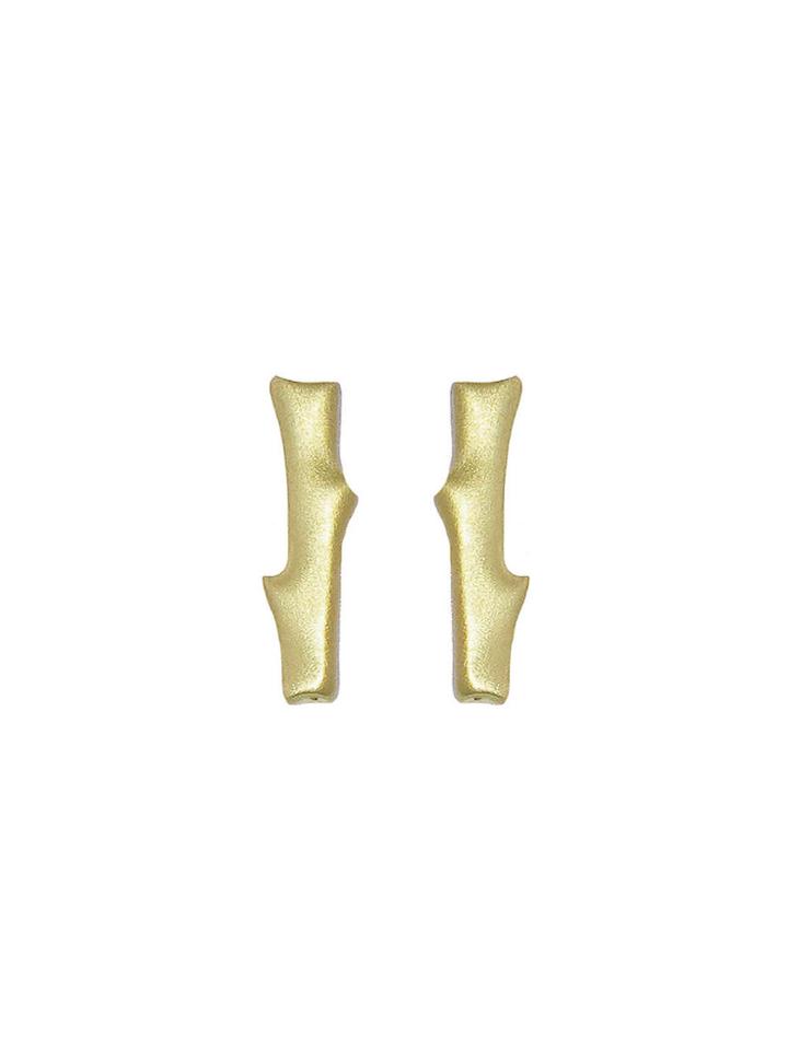 Finn Designer Flower Stem Stud Earrings - Yellow Gold