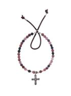 Catherine Michiels Sapphire And Ruby Stardust Bracelet With Rosa Diamond Cross
