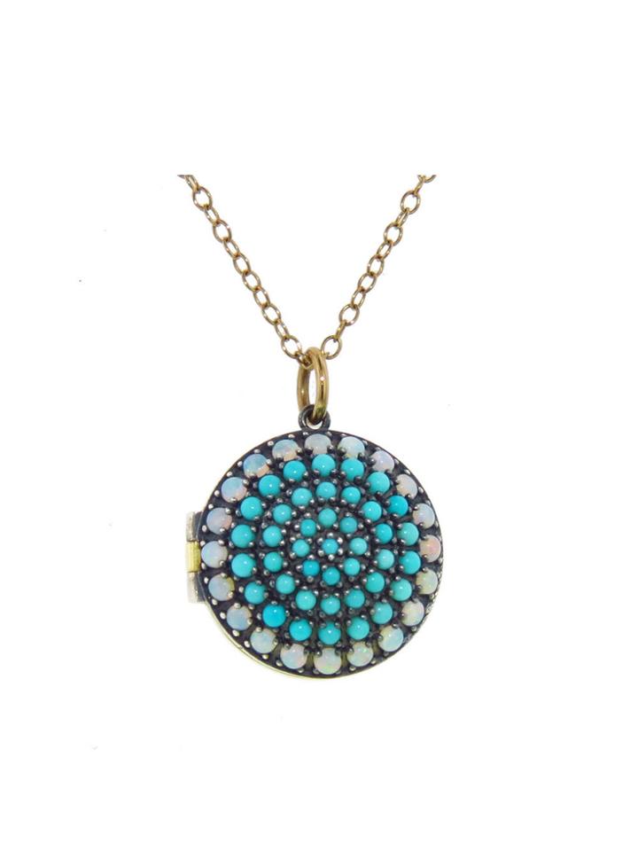 Andrea Fohrman Turquoise And Opal Locket - Yellow Gold