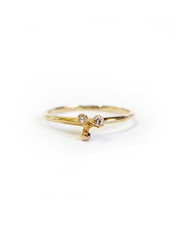 N+a New York Tiny Bead Ring With Diamonds