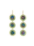 Andrea Fohrman Triple Drop Australian Opal And Tsavorite Earrings - Yellow Gold