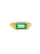 Irene Neuwirth Columbian Emerald Ring With Pave Diamonds - Yellow Gold