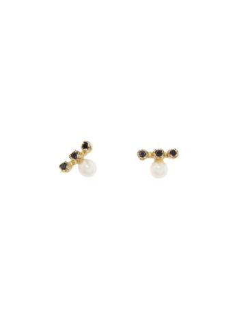 N+a New York Fresh Water Pearl Studs With Black Diamonds