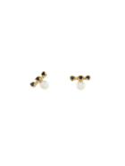 N+a New York Fresh Water Pearl Studs With Black Diamonds