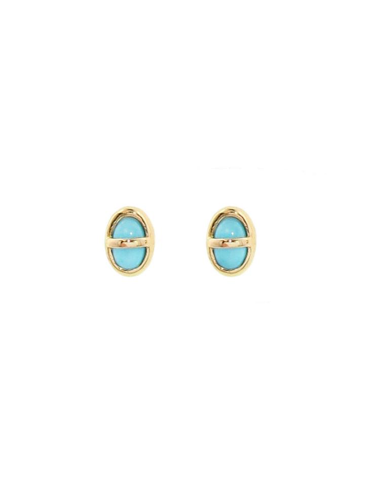 Mociun Gold Wrapped Turquoise Studs