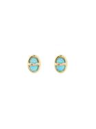 Mociun Gold Wrapped Turquoise Studs
