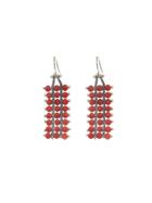 Ten Thousand Things Extra Long Studded Coral Square Chain Earrings