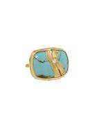 Jamie Joseph Rectangular Turquoise Golden Joinery Ring
