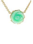 Irene Neuwirth Carved Green Opal Rose Necklace With Diamonds