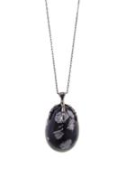 Annette Ferdinandsen Snowflake Obsidian Egg With Claw Necklace
