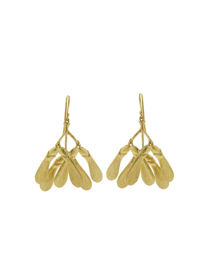 Annette Ferdinandsen Yellow Gold Maple Seed Drop Earrings