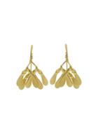 Annette Ferdinandsen Yellow Gold Maple Seed Drop Earrings