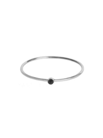 Jennifer Meyer Thin Black Diamond Stacking Ring - White Gold