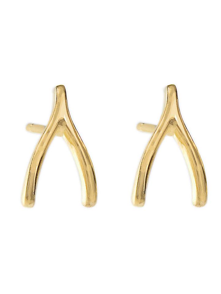Jennifer Meyer Designer Yellow Gold Wishbone Studs