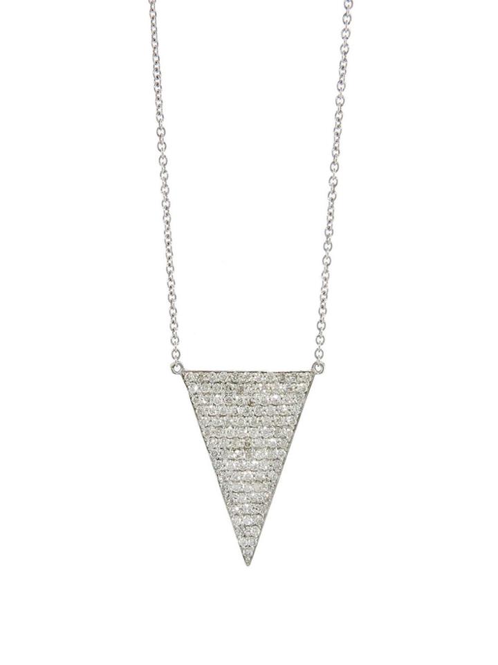 Jennifer Meyer Large Pave Diamond Triangle Necklace - White Gold