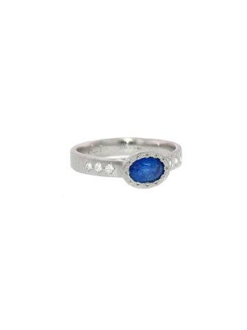 Adel Chefridi Oval Blue Sapphire Ring - Platinum