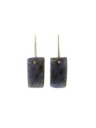 Necessary Stone Sapphire Rectangle Short Wire Earrings