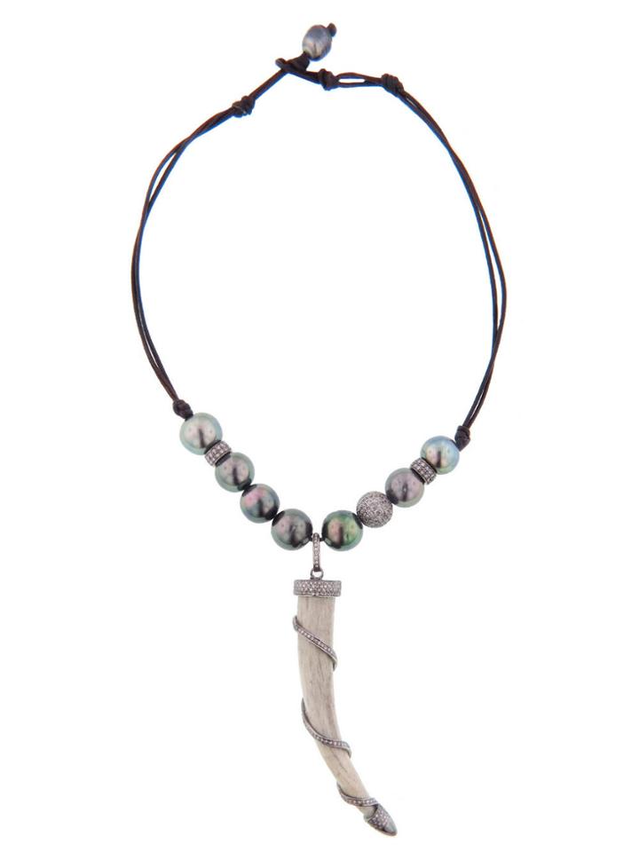 Kala Diamond Studded Antler Pendant With Pearls