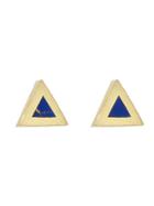 Jennifer Meyer Lapis Inlay Triangle Studs - Yellow Gold