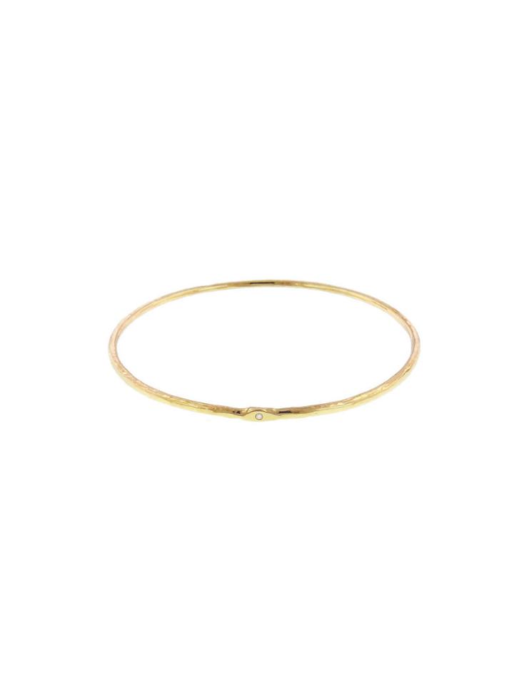 Jennifer Meyer Hammered Bangle With Diamond - Yellow Gold