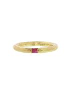 Cathy Waterman Thin Hammered Band With Ruby - 22 Karat Gold
