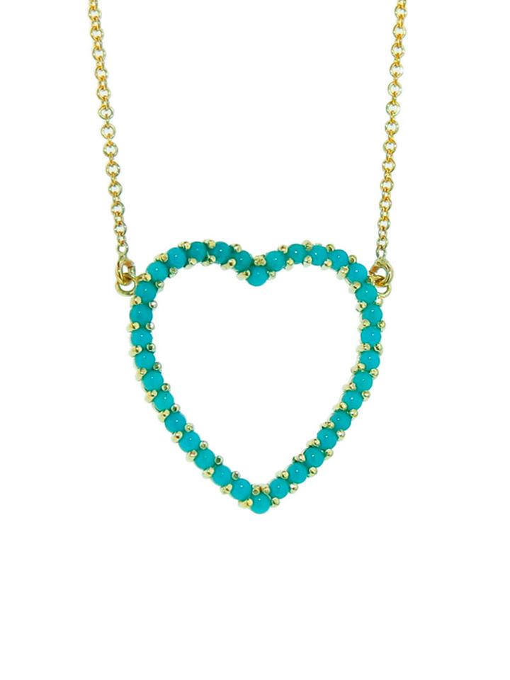 Jennifer Meyer Turquoise Open Heart Necklace