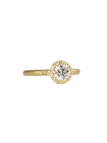 Megan Thorne Scalloped Bezel Ring With Brilliant Cut Diamond (.85 Ct) - Yellow Gold