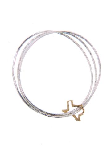 Daniela Rivkah Silver Bangle Trio With Rose Gold Texas Charm