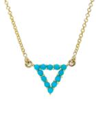 Jennifer Meyer Baby Turquoise Open Triangle Pendant - Yellow Gold