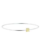 Jane Basch Gold Initial On Sterling Silver Bangle - R