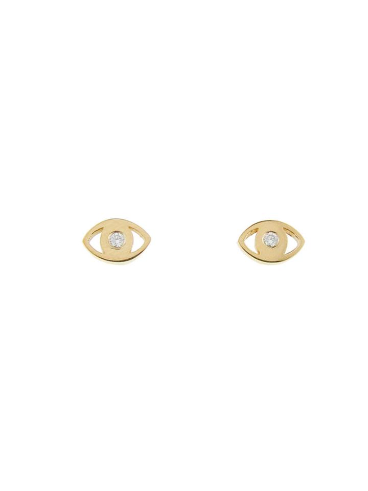 Finn Minor Obsessions Tiny Evil Eye Studs With Diamonds - Yellow Gold