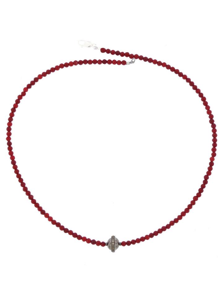 Catherine Michiels Mini Anacapri Necklace With Planet - Red Agate