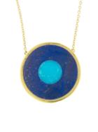 Jennifer Meyer Lapis Inlay And Turquoise Center Evil Eye Pendant - Yellow Gold