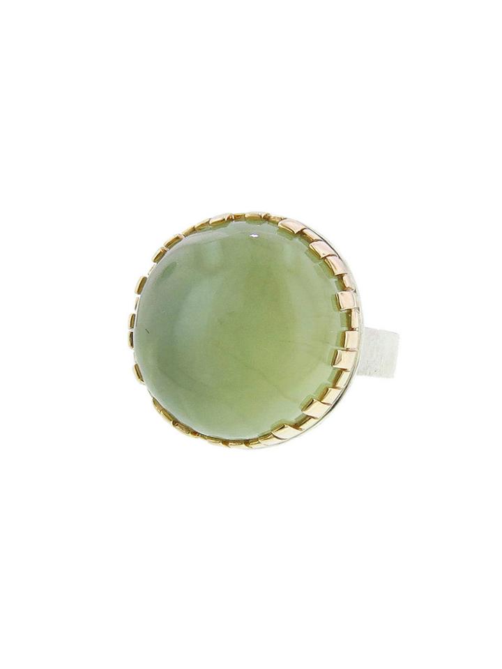 Jamie Joseph Round Prehnite Landscape Designer Ring