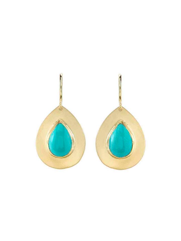 Irene Neuwirth Teardrop Turquoise Earrings - Yellow Gold