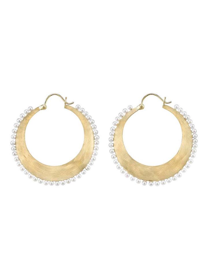 Irene Neuwirth Featured In The Wall Street Journal Off Duty - Yellow Gold Hoops With Akoya Pearls