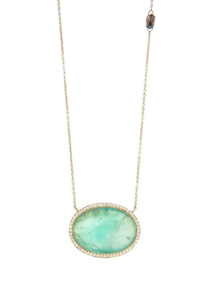 Monique Péan Oval Opal Necklace With White And Champagne Diamonds
