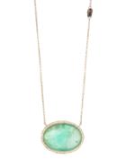 Monique Péan Oval Opal Necklace With White And Champagne Diamonds
