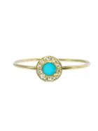 Jennifer Meyer Diamond Turquoise Inlay Circle Ring - Yellow Gold