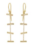Jennifer Meyer Diamond Cross Bar Drop Earrings - Yellow Gold