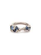 Ruth Tomlinson Blue Sapphire Encrusted Ring - White Gold