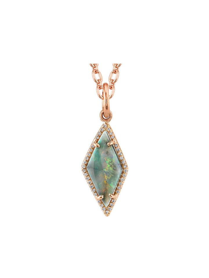 Irene Neuwirth Lightening Ridge Opal Charm With Diamond Pave