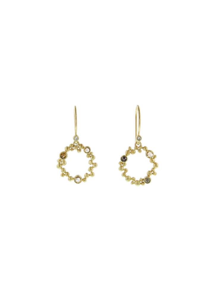 Todd Reed Gold And Diamond Open Circle Drop Earrings